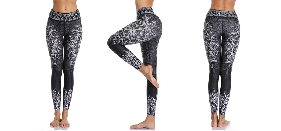 Women Yoga Pants Gym Leggings LI-FI Ornamental Skull Leggings