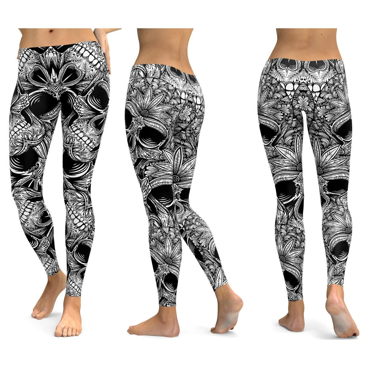 Women Yoga Pants Gym Leggings LI-FI Ornamental Skull Leggings