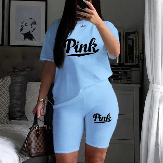 Womens Short Sets Summer Short Sleeve O-Neck T-shirt+Shorts 2 Piece Suit Fashion Casual Tracksuits Women Jogging Outfits S-3XL