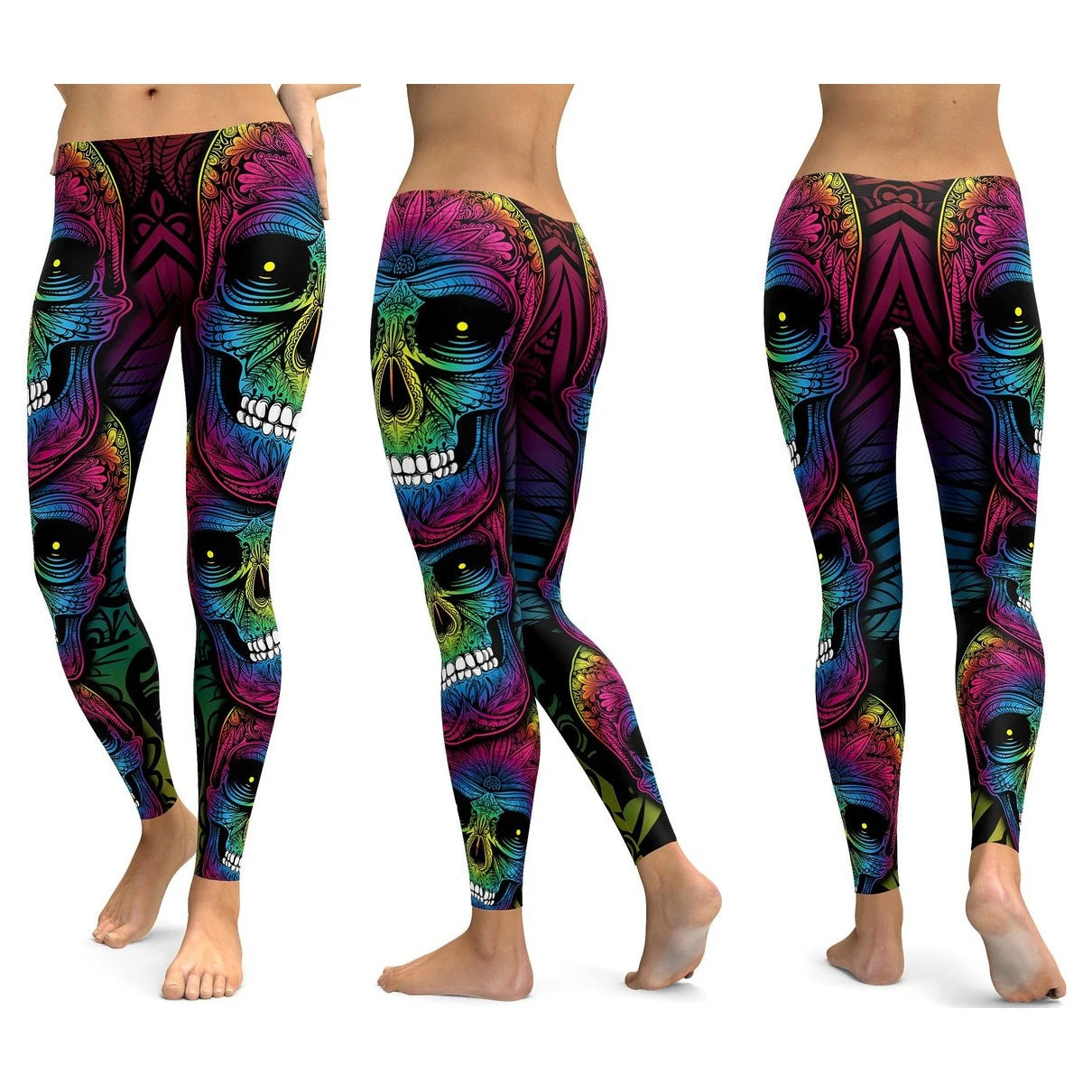 Women Yoga Pants Gym Leggings LI-FI Ornamental Skull Leggings