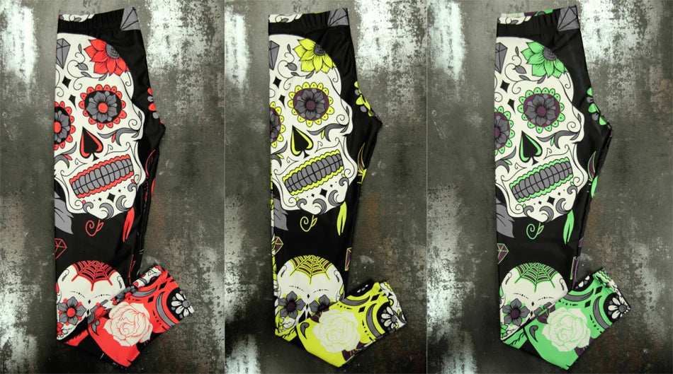 Women Yoga Pants Gym Leggings LI-FI Ornamental Skull Leggings