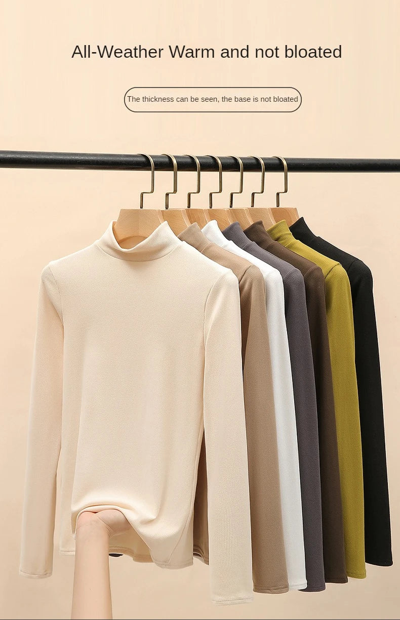 Women Bottom Shirts Sweater Jumper Elegant Korean Fashion Long-sleeved Tops Knitwear 2024 New Knitted Half-turtleneck Pullovers