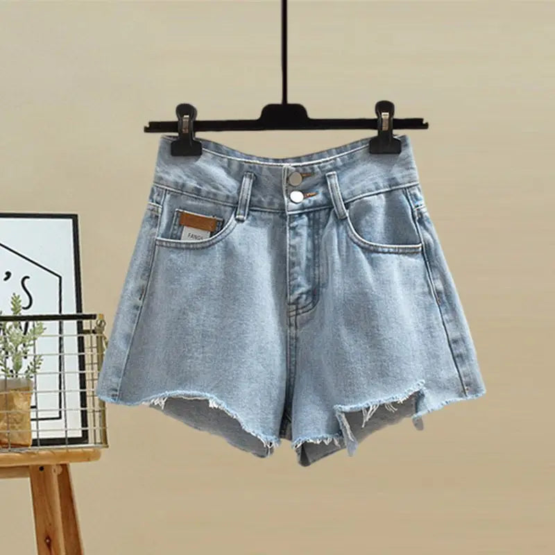 Women's Spring and Summer Suit Women's 2024 Korean Version New Slim Casual Shirt Fake Two Denim Shorts Three Suit