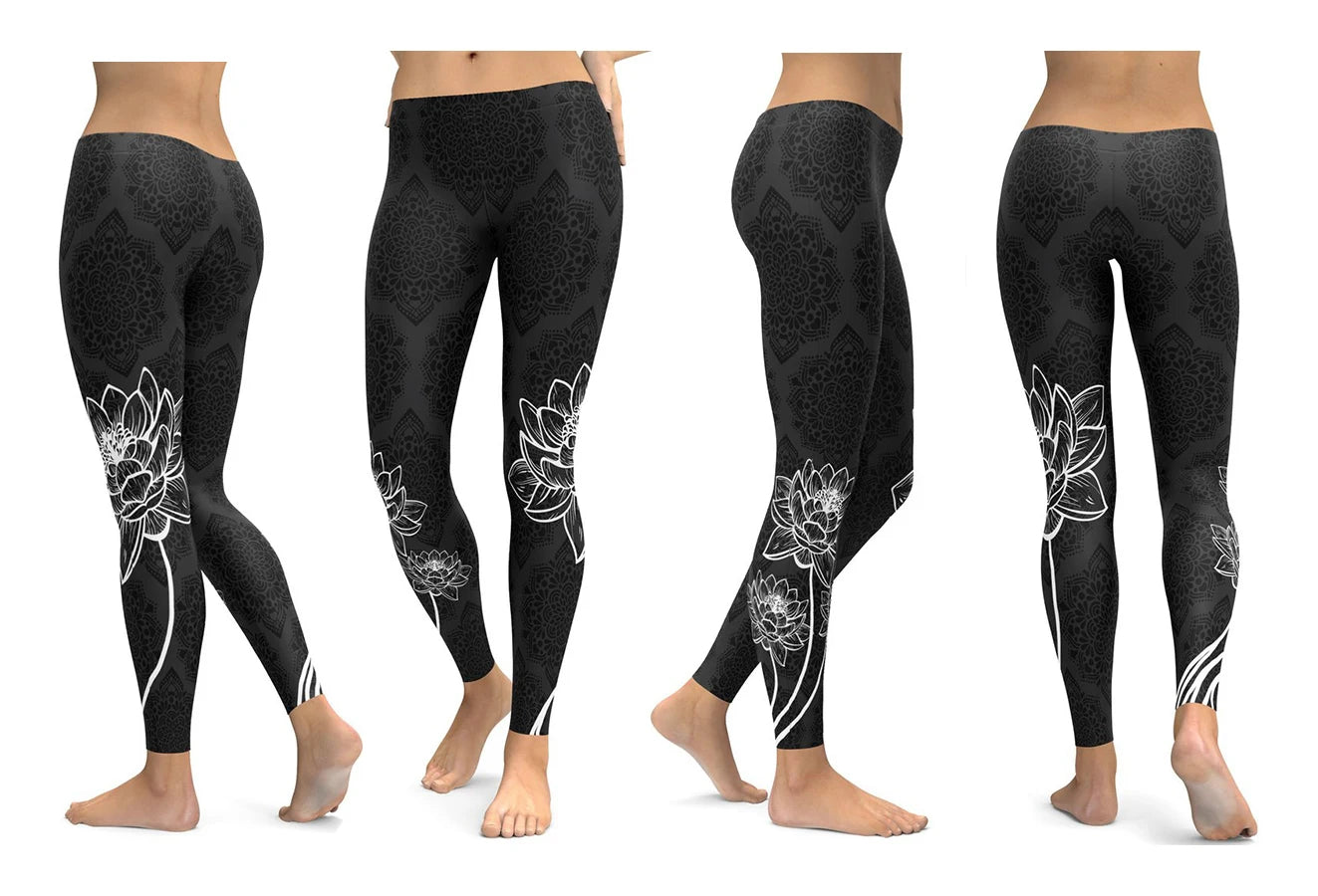 Women Yoga Pants Gym Leggings LI-FI Ornamental Skull Leggings