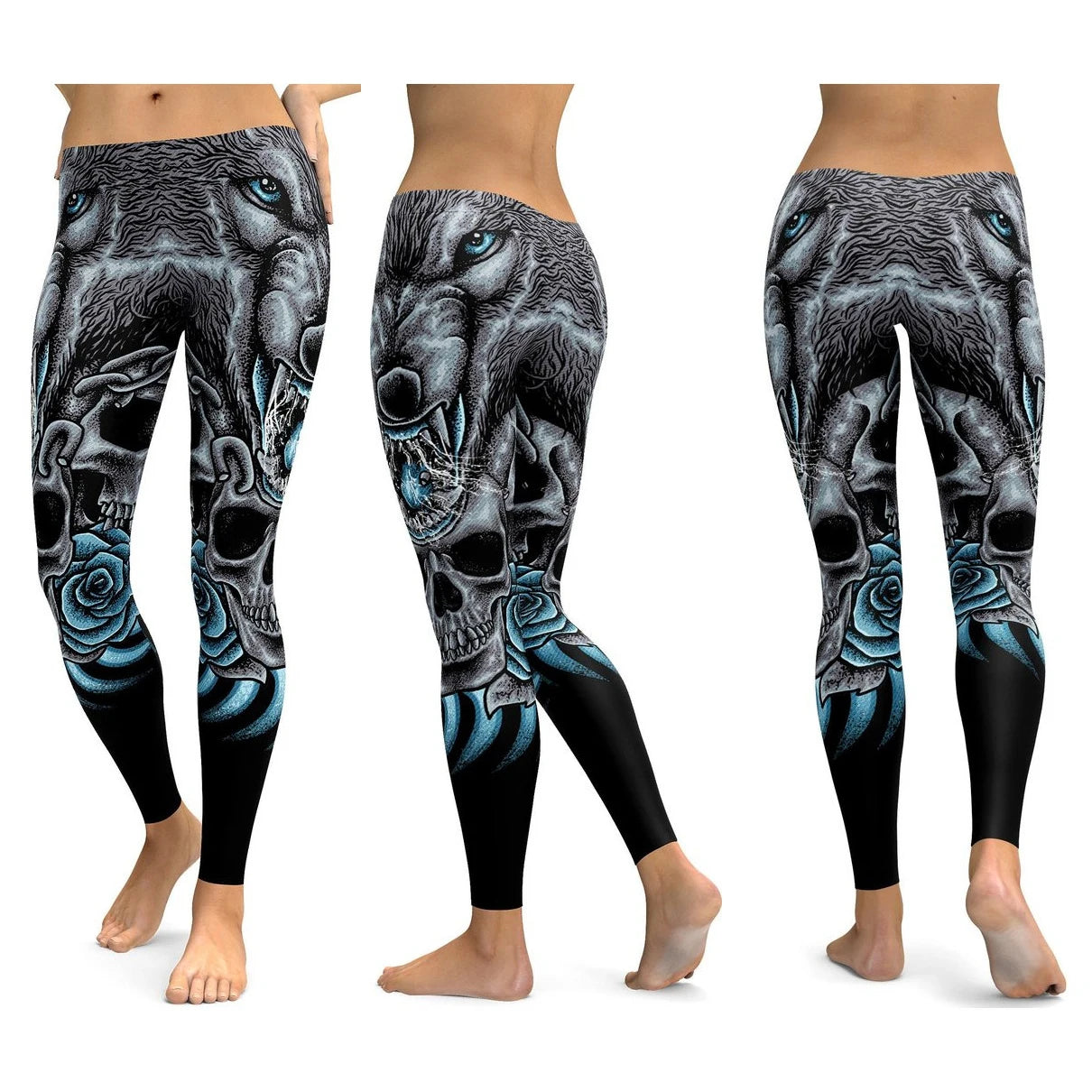 Women Yoga Pants Gym Leggings LI-FI Ornamental Skull Leggings