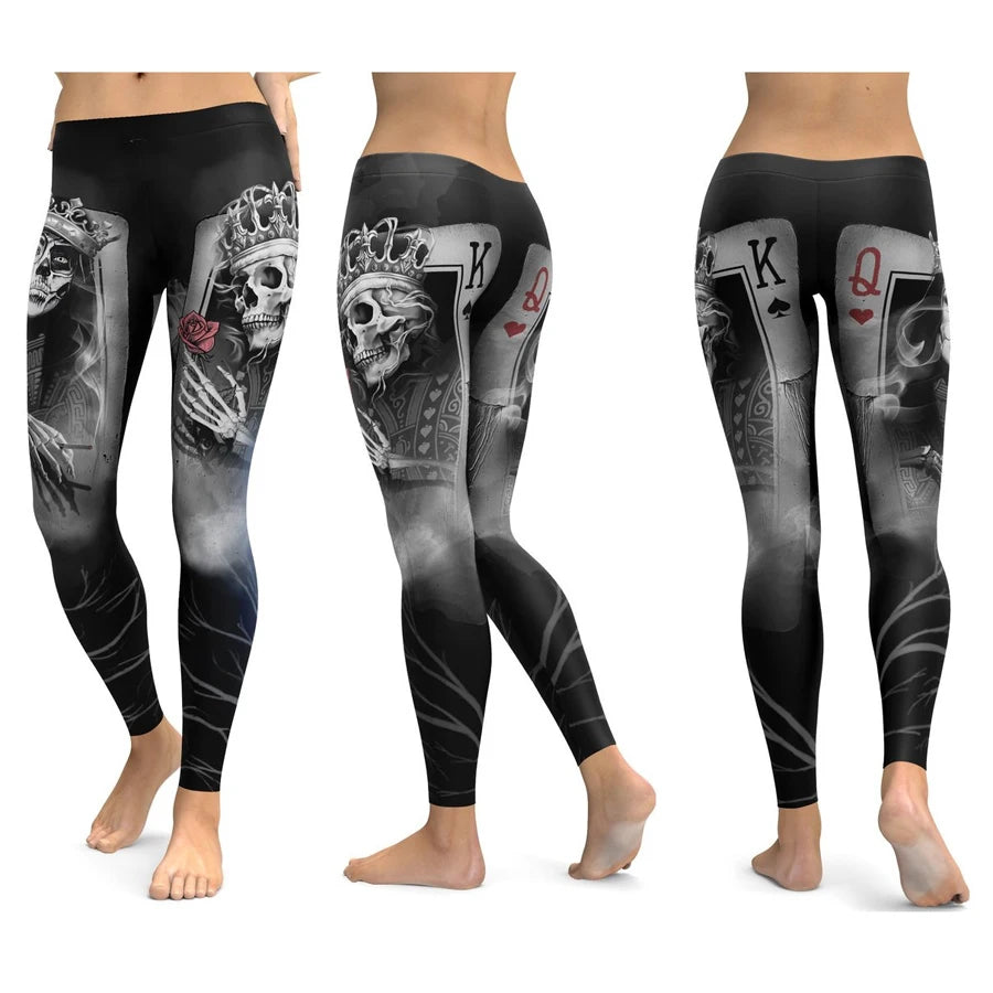 Women Yoga Pants Gym Leggings LI-FI Ornamental Skull Leggings