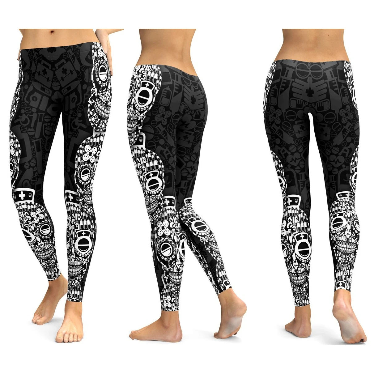 Women Yoga Pants Gym Leggings LI-FI Ornamental Skull Leggings