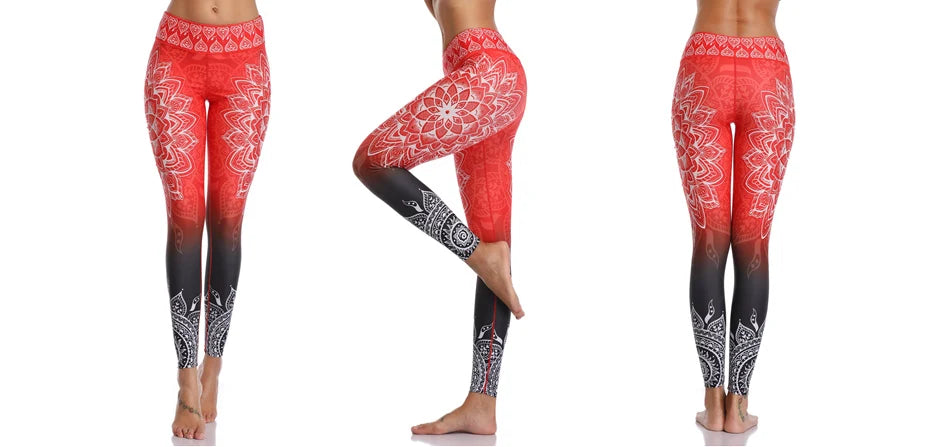 Women Yoga Pants Gym Leggings LI-FI Ornamental Skull Leggings